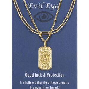 Tarsus Evil Eye Necklace Gold Mal De Ojo Amulet Nazar Third Eye Necklace Protection Jewelry Gifts for Women