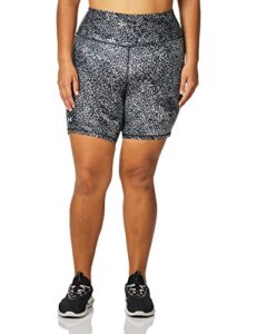 under armour women's heatgear armour aop bike shorts, black (001)/iridescent, medium