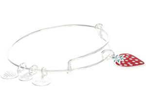 alex and ani expandable bangle for women, zest for life strawberry charm, shiny silver finish, 2 to 3.5 in, one size, a21ebstrwss