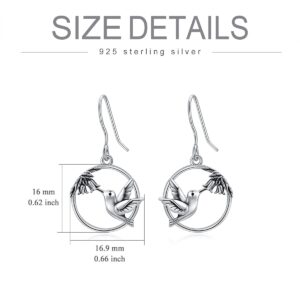 Hummingbird Dangle Drop Earrings for Women 925 Sterling Silver Bird Flower Jewelry Hummingbird Earrings Mother's Day gifts