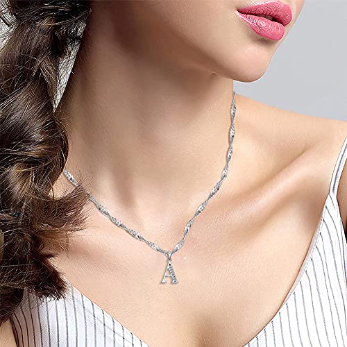 Gemschest Graduation Gifts Initial Necklace S925 Sterling Silver Jewelry Cubic Zirconia Letter Alphabet Phase Pendant Necklace Mother Day for Mom Women Ladies Teen 18" Chain Silver A