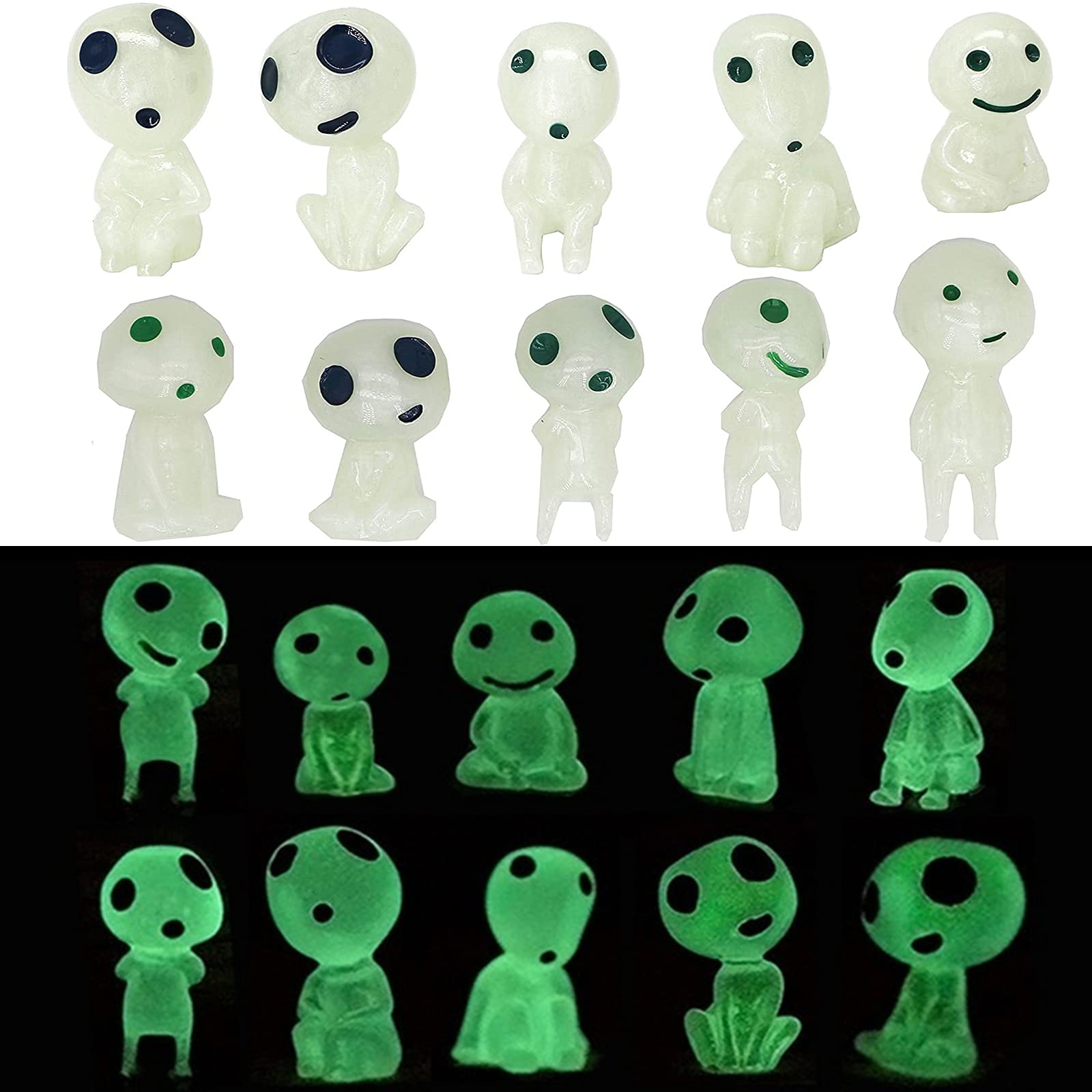 POPKER 20Pcs Fairy Garden Accessories Outdoor Miniature Decor Glow in The Dark Tree Elves Luminous Ghost for Micro Landscape Gnomes Decoration Patio Lawn Yard Pot Kit