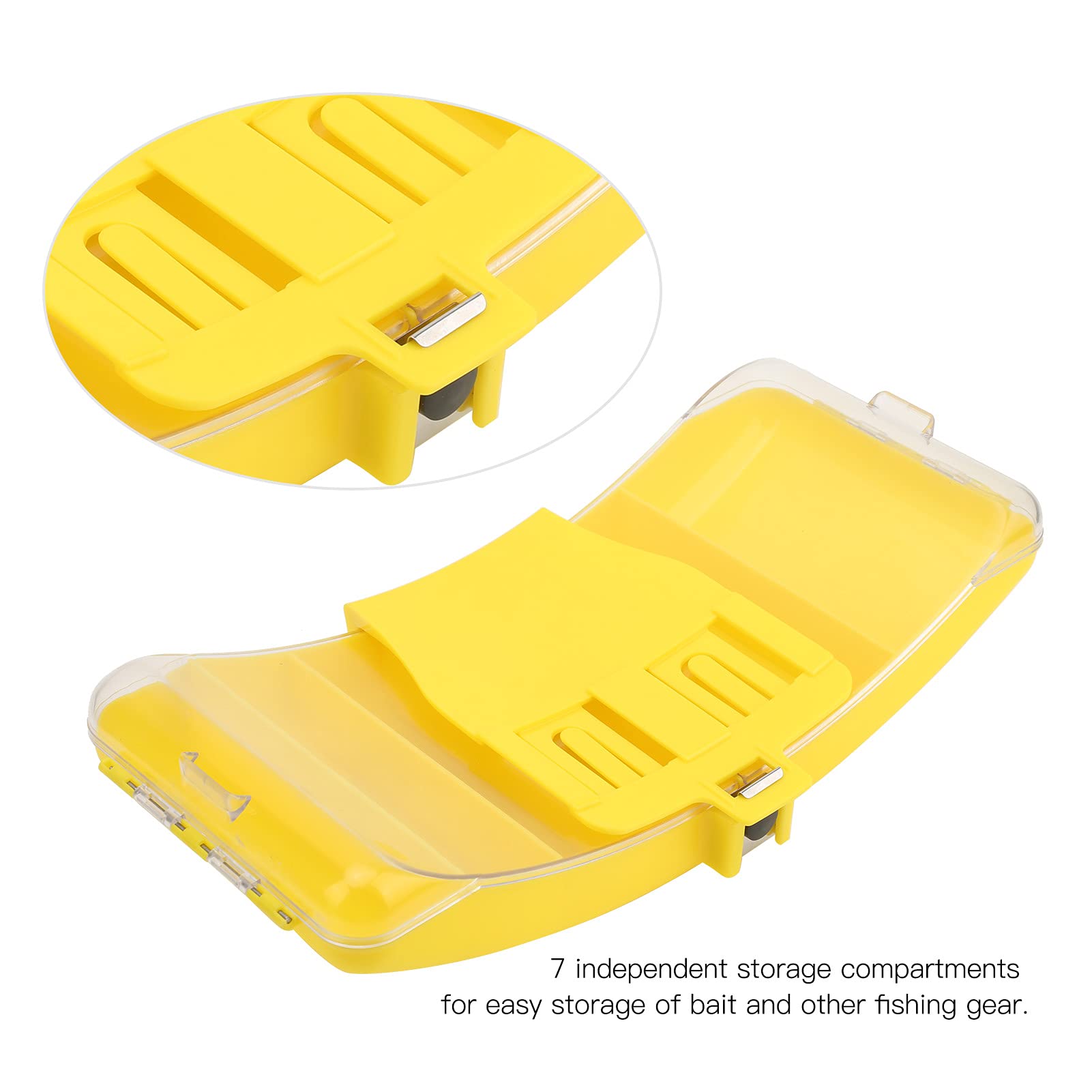 VGEBY Fishing Box, Portable Waist Fishing Box with Belt Plastic Fishing Tackle Bait Lure Hook Storage Organizer for Fishing(Yellow)