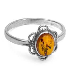 Ian and Valeri Co. Amber Sterling Silver Victorian Style Small Oval Ring