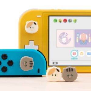 GeekShare Silicone Big Face Cat Thumb Grip Caps, Compatible with Nintendo Switch/OLED/Switch Lite