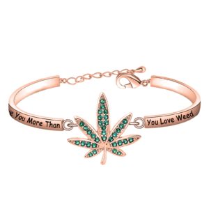 FOTAP 420 Gift Marijuana Jewelry I Love You More Than You Love Weed Bracelet Weed Gift Valentine’s Gift (Weed RG-B)