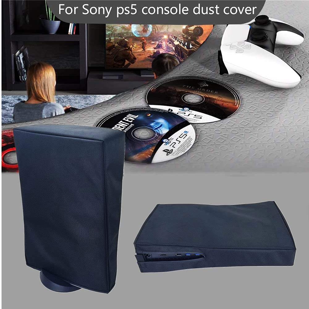 Dust Cover For PS5 Console. EMiEN Oxford Fabric Anti-Scratch Waterproof Dust Guard With Back Cable Port For SONY Playstation 5 Digital & Disk Version