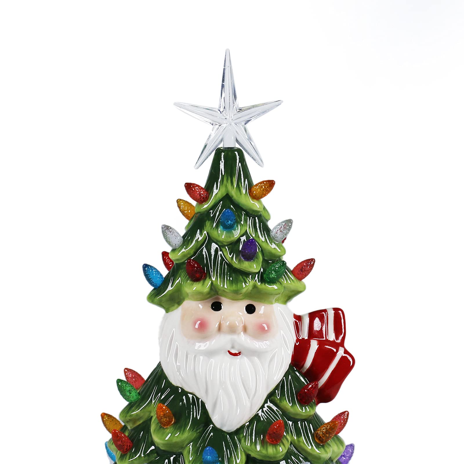 Sunnyglade 11" Ceramic Christmas Tree Tabletop Christmas Tree Lights with 50 Multicolored Lights and 1 Star Toppers for Table Top Desk Classic Series Christmas Decoration