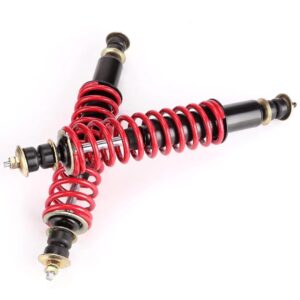 10L0L Front Rear Coil Over Shock Fits EZGO TXT Medalist 1994+ Newer Gas or Electric Golf Cart, Heavy Duty, Replaces OEM# 70928-G01 76418-G01, 2- Pack (Red Shocks)