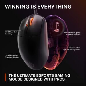 SteelSeries Esports FPS Gaming Mouse – Ultra Lightweight 69g – Prime Edition – 5 Programmable Buttons – 18K CPI TrueMove Pro Sensor – Magnetic Optical Switches – Customization - RGB Lighting – PC/Mac