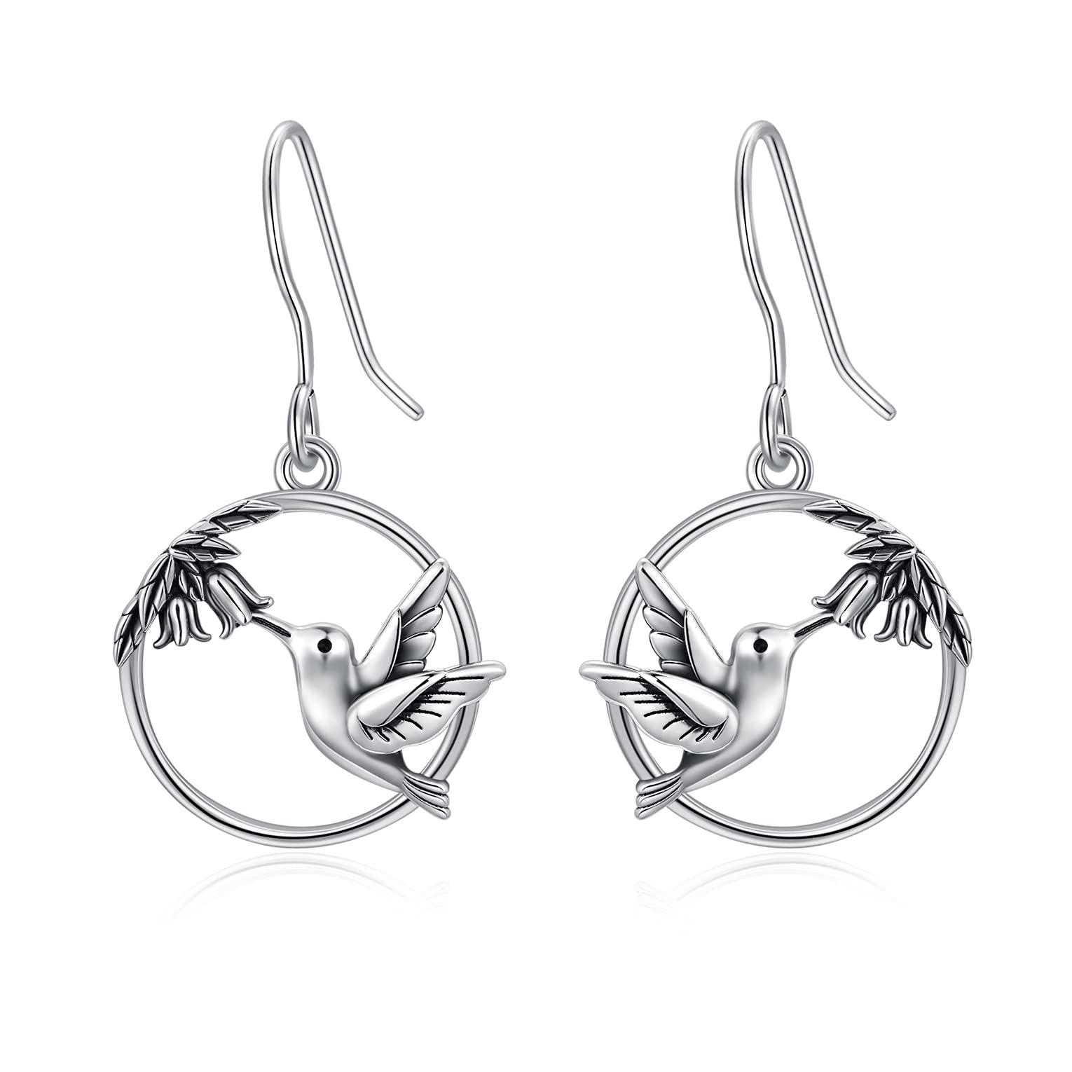 Hummingbird Dangle Drop Earrings for Women 925 Sterling Silver Bird Flower Jewelry Hummingbird Earrings Mother's Day gifts