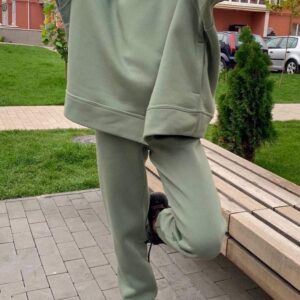 Linsery Sport Hoodie with Jogger Sweatpants Tracksuit Hooded 2 Piece Workout Set Sweatshirt Matching Jogging Suit Green L