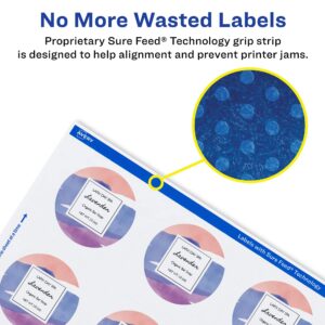 Avery Matte White Round Labels with Sure Feed, 1.5" Diameter, 500 Matte White Printable Labels