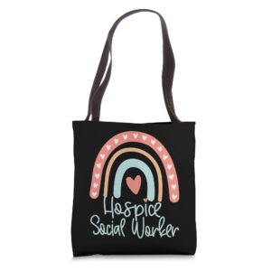 hospice social worker work boho rainbow tote bag