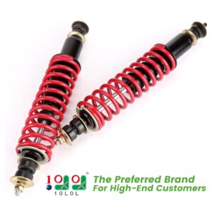 10L0L Front Rear Coil Over Shock Fits EZGO TXT Medalist 1994+ Newer Gas or Electric Golf Cart, Heavy Duty, Replaces OEM# 70928-G01 76418-G01, 2- Pack (Red Shocks)