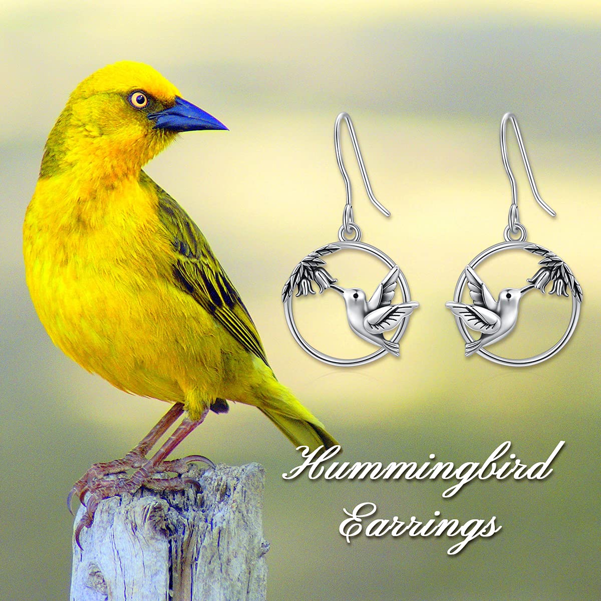 Hummingbird Dangle Drop Earrings for Women 925 Sterling Silver Bird Flower Jewelry Hummingbird Earrings Mother's Day gifts