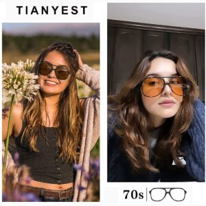 TIANYESY Classic Vintage Aviator Sunglasses for Women Men Large Frame Retro 70s Sunglasses