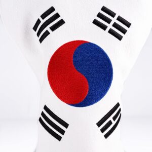 Pins & Aces South Korea Head Cover - Premium, Hand-Made Leather, Headcover - Korean Pride Styled, Tour Quality Golf Club Cover - Style and Customize Your Golf Bag (Driver)