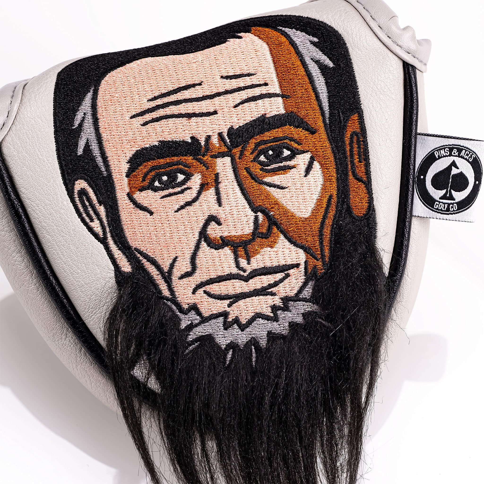 Pins & Aces President Lincoln Premium Golf Club Headcover - Quality Leather, Hand-Made Funny Head Cover - Style and Customize Your Golf Bag - Tour Inspired, Abe Lincoln Golf Design (Mallet)