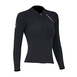 wetsuit top women men 2mm neoprene wetsuit jacket long sleeve diving surfing top, 3mm 1.5mm wetsuits shirt vest scuba swimming snorkeling suit swimsuit warm for water sports (2mm women, m)