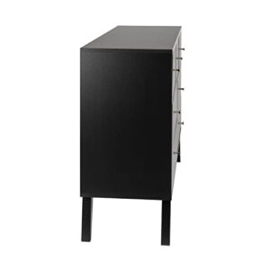 Prepac Milo Mid-Century Modern 7 Drawer Double Dresser for Bedroom, Wide Chest of Drawers, Contemporary Bedroom Furniture, 16" D x 52.5" W x 33.75" H, Black, BDBR-1407-1