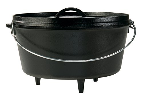 Lodge Seasoned Cast Iron Deep Camp Dutch Oven + Camp Dutch Oven Lid Lifter