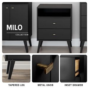 Prepac Milo Mid-Century Modern 7 Drawer Double Dresser for Bedroom, Wide Chest of Drawers, Contemporary Bedroom Furniture, 16" D x 52.5" W x 33.75" H, Black, BDBR-1407-1