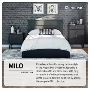 Prepac Milo Mid-Century Modern 7 Drawer Double Dresser for Bedroom, Wide Chest of Drawers, Contemporary Bedroom Furniture, 16" D x 52.5" W x 33.75" H, Black, BDBR-1407-1