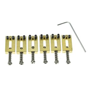 KAISH Solid Brass Guitar Bridge Saddles Brass Saddle 10.5mm String Spacing with Nickel Screws for Stratocaster/Telecaster