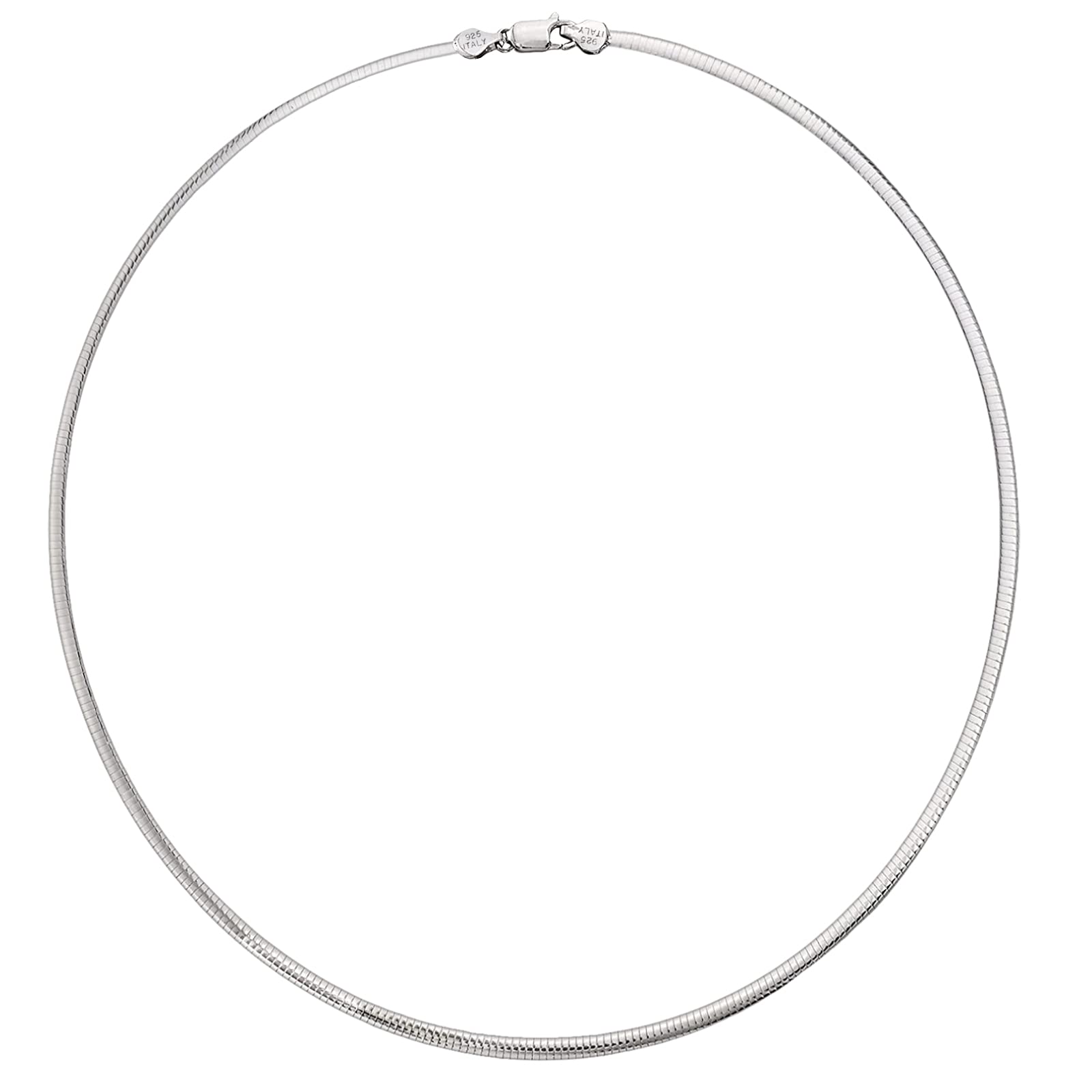 Savlano 925 Sterling Silver 3MM Italian Solid Flat Omega Chain Necklace for Women - Made in Italy Comes With a Gift Box (16)