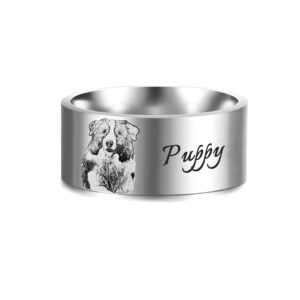 LONAGO Personalized Photo Band Ring 925 Sterling Silver Engraved Pet Cat Dog Pictures Name Word Symbol Band Ring for Men Women, Father Days Gift