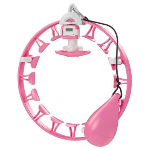 weighted hula hoop abdomen fitness equipment with auto spinning hoop detachable knots adjustable weight never drop for adults kids beginner fitness aids pink