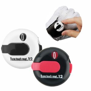 Cosmos 2 Pcs Mini Golf Score Shot Stroke Counter Stroke Clicker Clip to Golf Glove Bag Hat for Golf Game Scorekeeper Outdoor Sport Scoreboard, Black & White Color