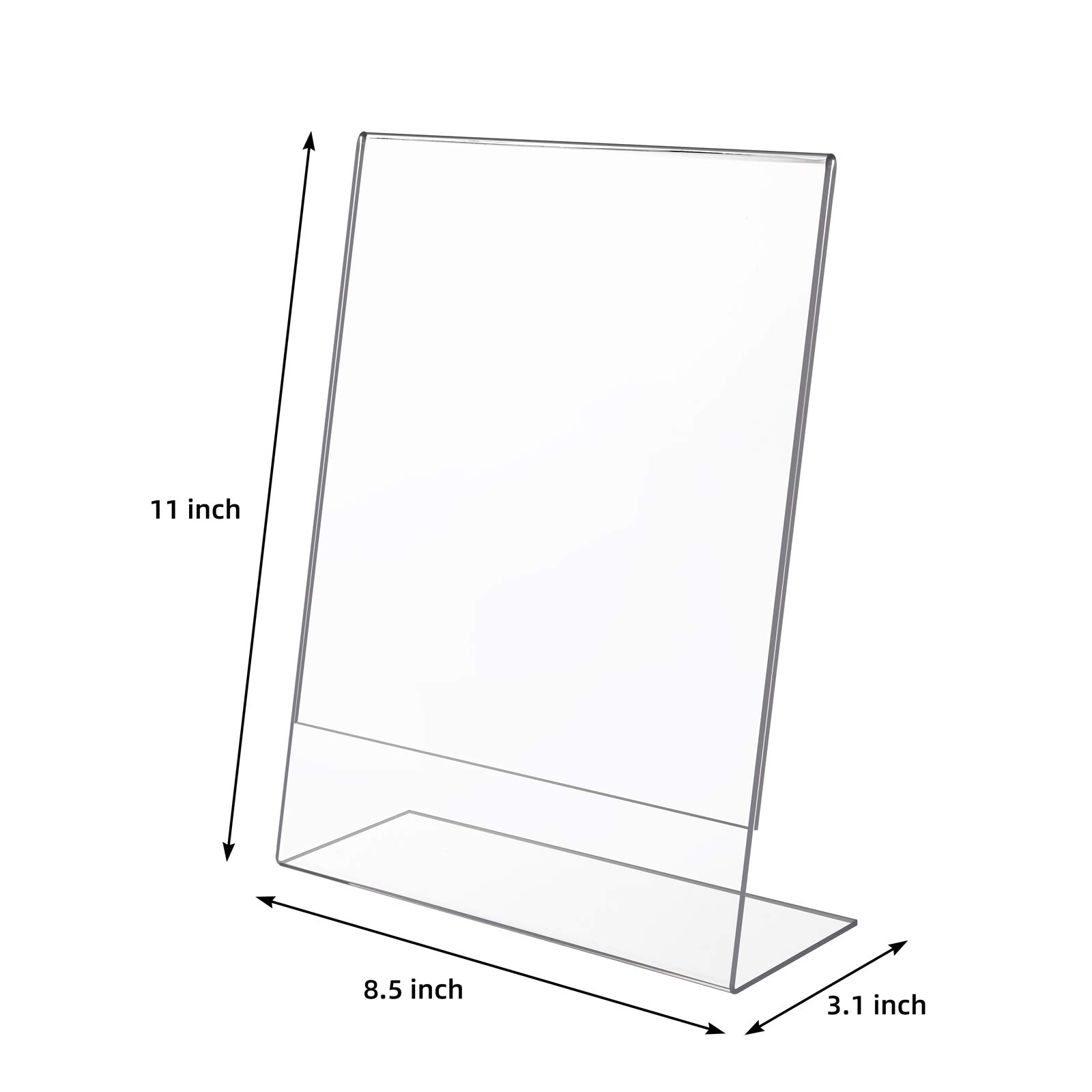 Acrylic Sign Holder 8.5 x 11 Inches, Slant Back Clear Table Top Display Plastic Stand, Double Sided, Display Stand, Acrylic Frame for Store, Homes, Restaurants, Offices - Vertical 12 Pack