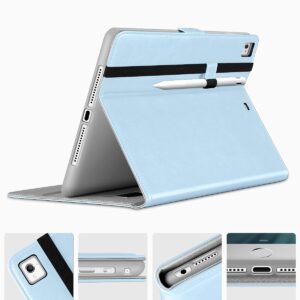 DTTO for iPad 9.7 Inch 5th/6th Generation 2018/2017 Case with Apple Pencil Holder, Premium Leather Folio Stand Cover Case for Apple iPad 9.7 inch, Also Fit iPad Pro 9.7/Air 2/Air - Ice Blue