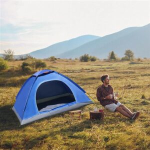 2-Person Camping Tent - Lightweight Portable Tent, Windproof and Waterproof, Suitable for Traveling, Camping, Climbing, Hunting, Hiking and Other Outdoor Activities (Blue)