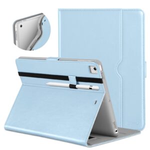 dtto for ipad 9.7 inch 5th/6th generation 2018/2017 case with apple pencil holder, premium leather folio stand cover case for apple ipad 9.7 inch, also fit ipad pro 9.7/air 2/air - ice blue