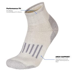 EnerWear 4P Pack Men's Merino Wool Cushion Trail Low Cut Socks(10-13,Grey