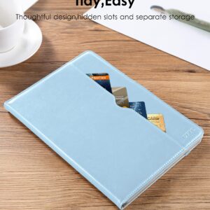 DTTO for iPad 9.7 Inch 5th/6th Generation 2018/2017 Case with Apple Pencil Holder, Premium Leather Folio Stand Cover Case for Apple iPad 9.7 inch, Also Fit iPad Pro 9.7/Air 2/Air - Ice Blue