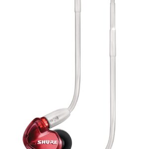 Shure SE535LTD In Ear Wireless Headphones, Red Detachable & Shure Universal Communication Cable For Detachable Se Sound Isolating Earphones, Black