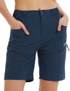 kpsun womens quick dry bermuda hiking shorts stretch active golf cargo shorts water resistant zipped pockets,navy,l