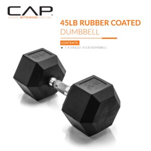 CAP Barbell 45 LB Coated Hex Dumbbell Weight, New Edition