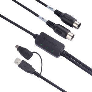 Cable Matters MIDI to USB Cable 6.6 ft / 2m (USB MIDI Cable, MIDI to USB C Cable) in Black, Does NOT Support SysEx