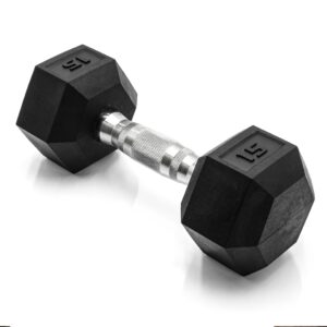 cap barbell 15 lb coated hex dumbbell weight, new edition