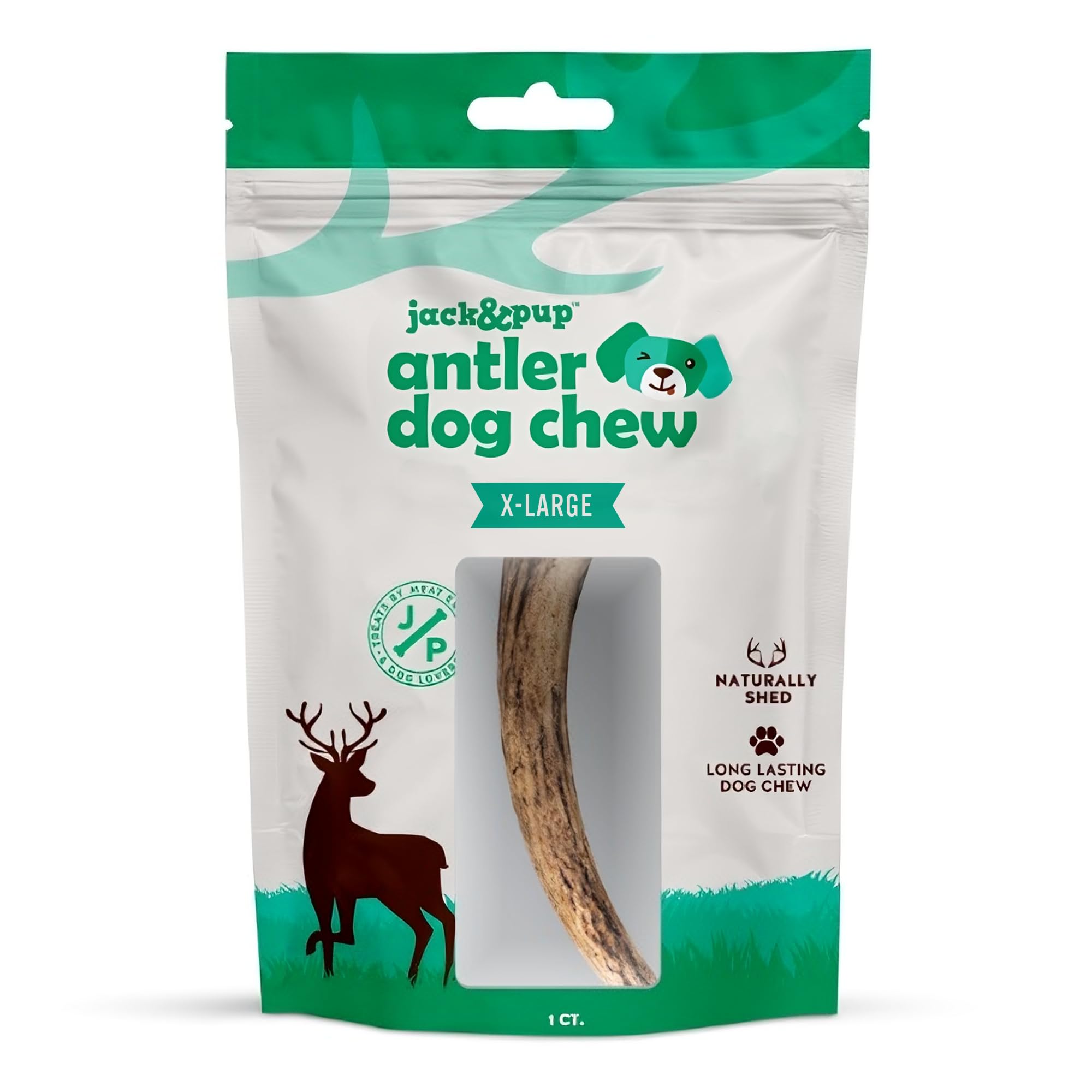 Jack & Pup Elk Antler Chew for Large Dogs | Long Lasting, Rawhide-Free Dog Chews | Single Ingredient, Nutrient-Rich Dog Toy