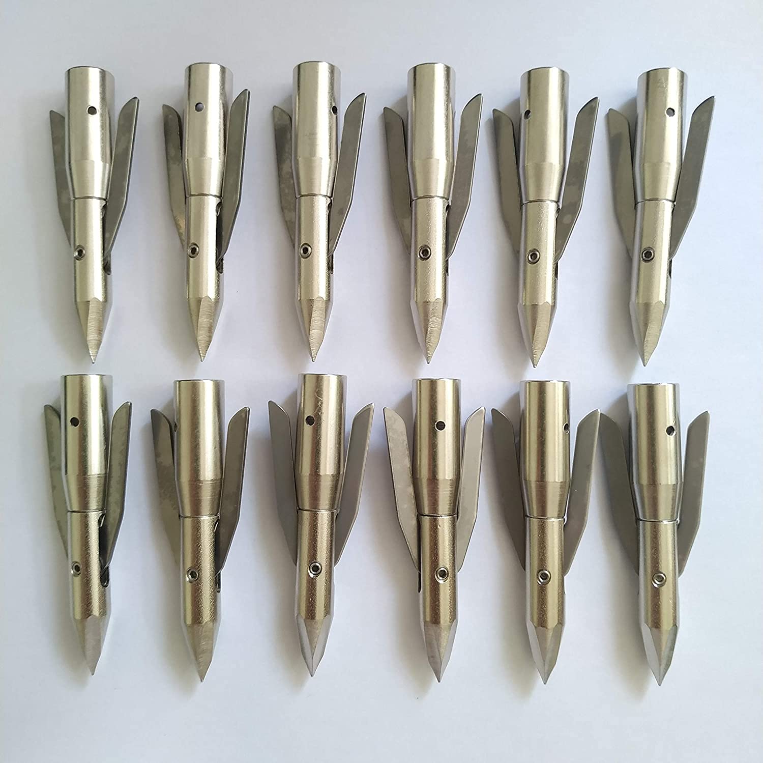 UUPA Archery Hunting Fish Broadheads 12Pcs 288 Grain Bow Fishing Arrowheads Stainless Steel Tip Point 2 Expandable Blade Arrowheads with Plastic Box Arrow Tips