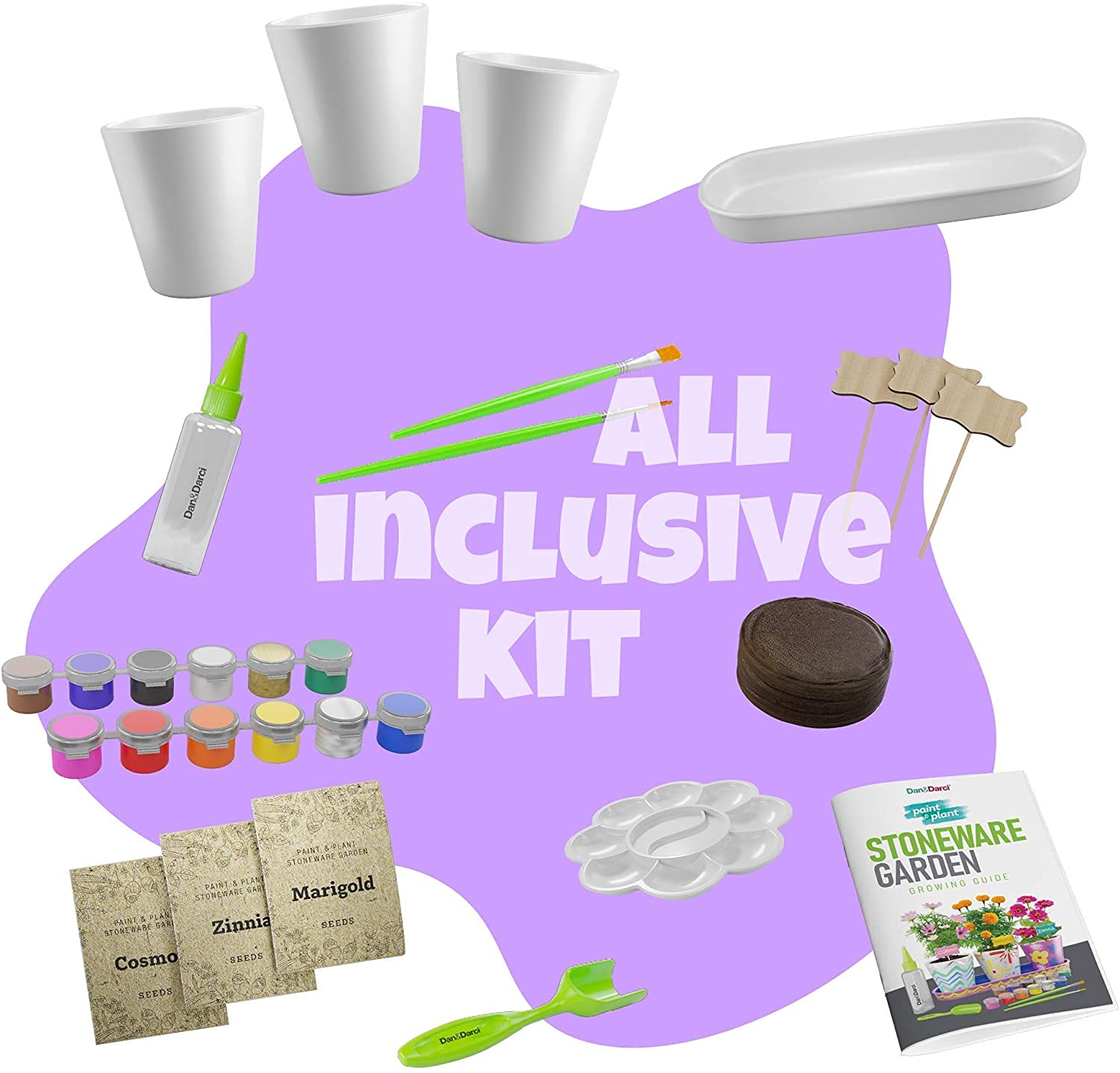 Paint & Plant Stoneware Flower Gardening Kit - Easter Gifts for Girls & Boys Ages 6-12 - Kids Arts & Crafts Project Birthday Gift, STEM Activity for Age 6, 7, 8, 9, 10, 11 & 12 Year Old Girl