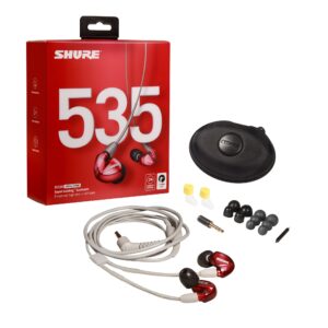 Shure SE535LTD In Ear Wireless Headphones, Red Detachable & Shure Universal Communication Cable For Detachable Se Sound Isolating Earphones, Black