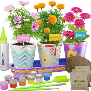 Paint & Plant Stoneware Flower Gardening Kit - Easter Gifts for Girls & Boys Ages 6-12 - Kids Arts & Crafts Project Birthday Gift, STEM Activity for Age 6, 7, 8, 9, 10, 11 & 12 Year Old Girl