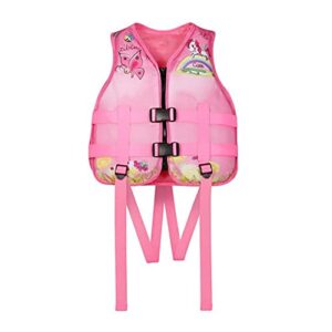 children's swimming, auxiliary float suit buoyancy vest, boys and girls fishing vest (pink unicorn)